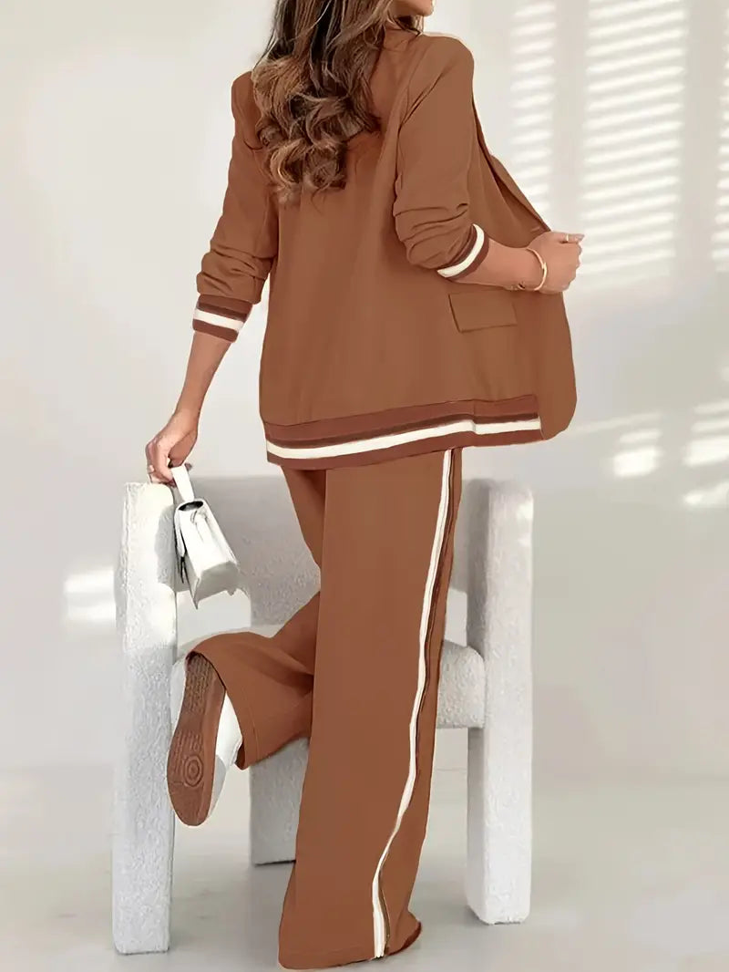 Women's Loungewear Blazer Set Wide Leg Pants