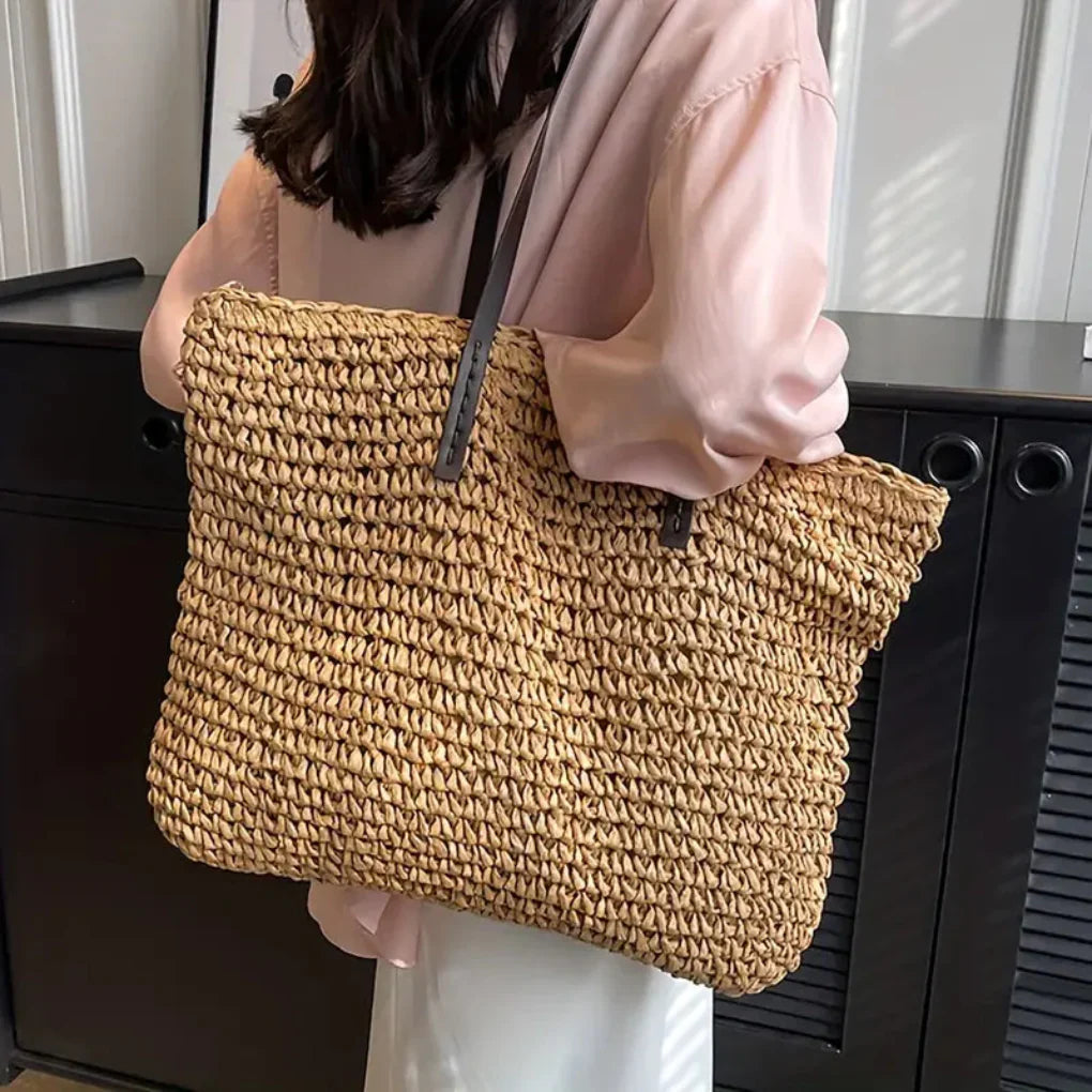 Women's Woven Tote Bag Natural Fiber Everyday Carry