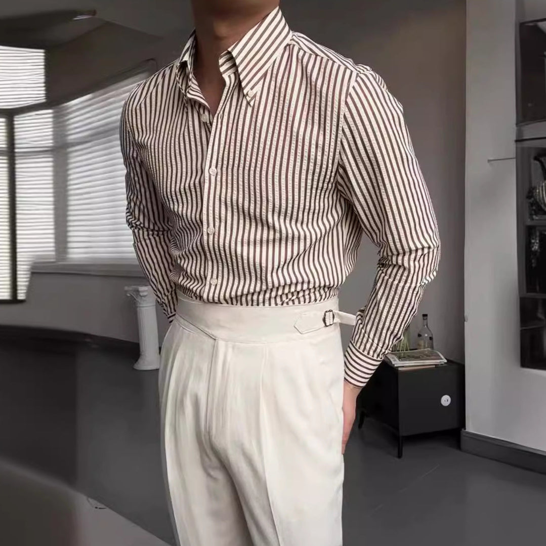 Men's Striped Dress Shirt Cotton