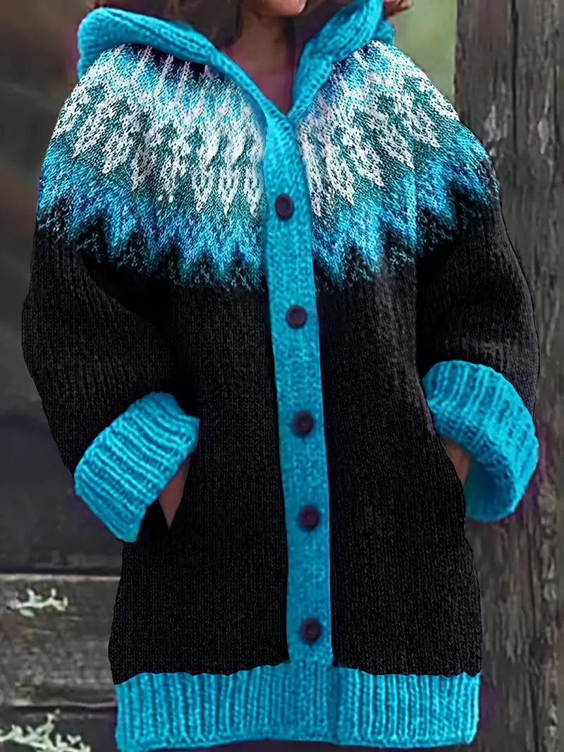Women's Hooded Cardigan Button Front Knit