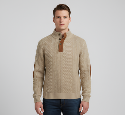 Men's Quilted Knit Sweater Stand Collar