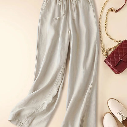 Women's Wide Leg Drawstring Pants Elastic Waistband