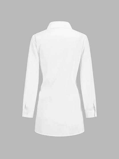 Women's Oversized Long Sleeve Shirt With Front Tie Belt
