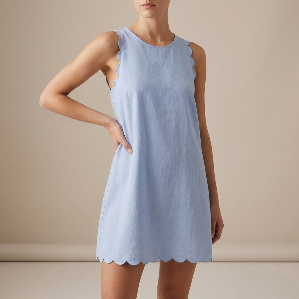 Women's Sleeveless Ruffle Mini Dress Lightweight