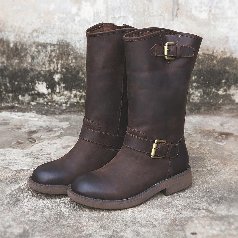 Women's Mid-Calf Boots with Buckle