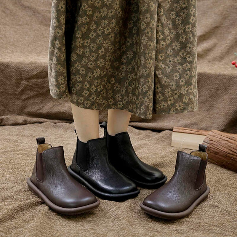 Women's Low Ankle Boots Elastic Panel Style