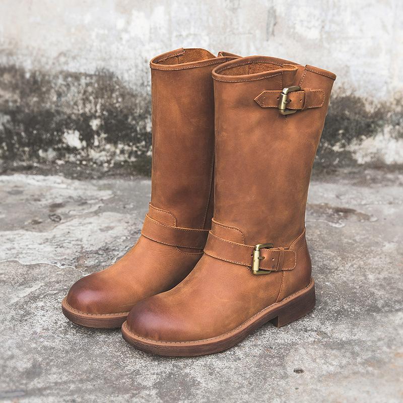 Women's Mid-Calf Boots with Buckle