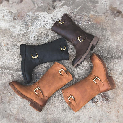 Women's Mid-Calf Boots with Buckle