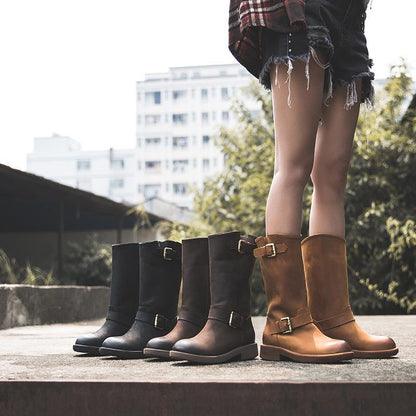 Women's Mid-Calf Boots with Buckle