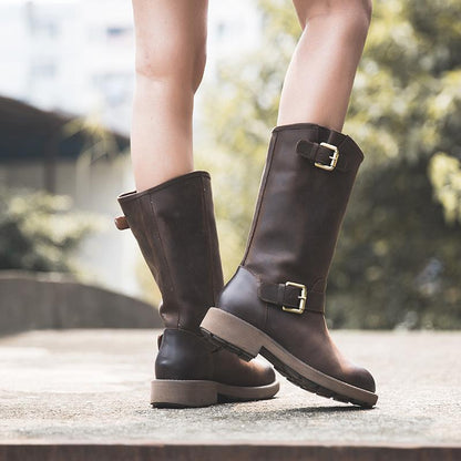 Women's Mid-Calf Boots with Buckle