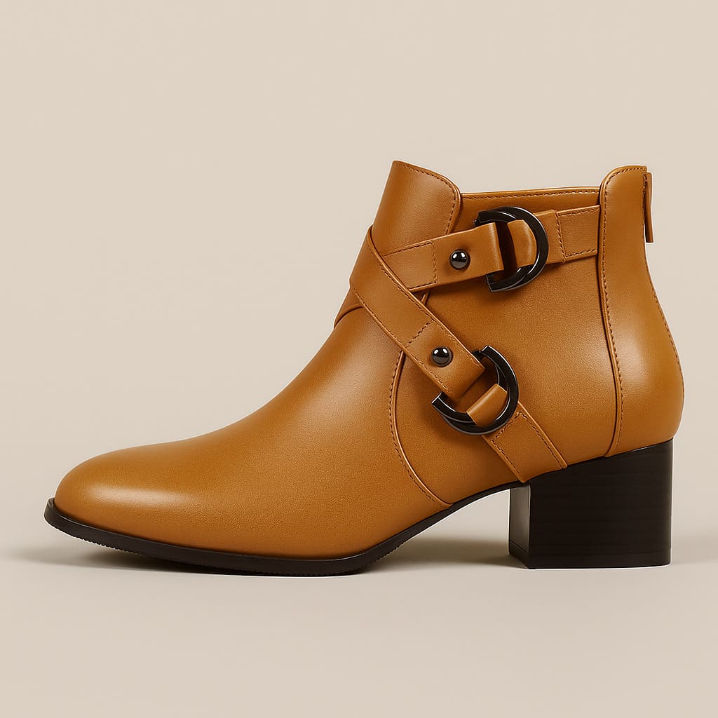 Women’s Heeled Ankle Boots with Buckle Strap