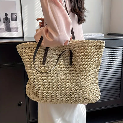Alessia Women's Straw Beach Tote Bag Natural