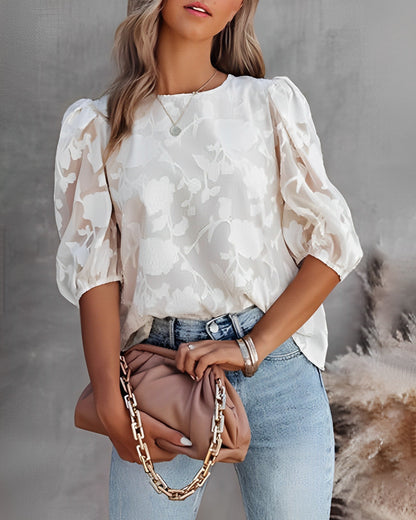 Women's Chiffon Blouse Puff Sleeves