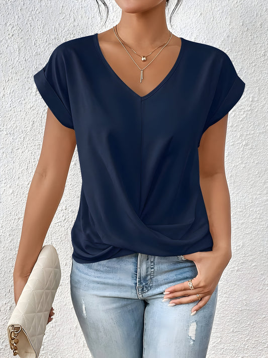Seloria | Women’s V Neck Twist Front Summer Top
