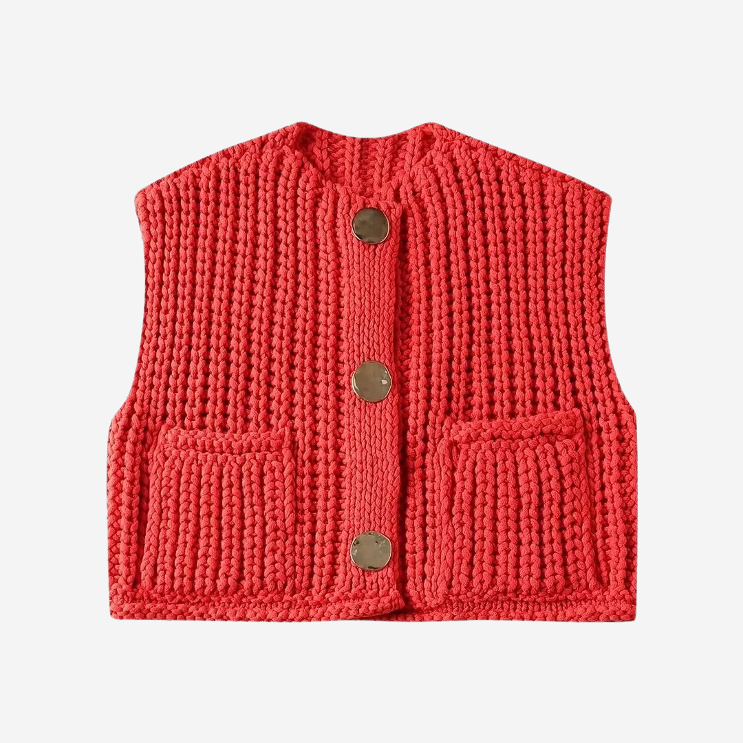 Women's Sleeveless Sweater Vest Button Front