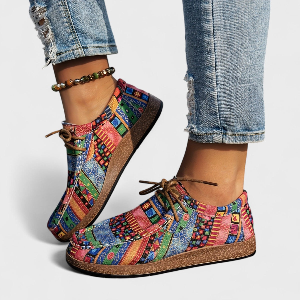 Patchwork Comfort Lace-Up Casual Shoes