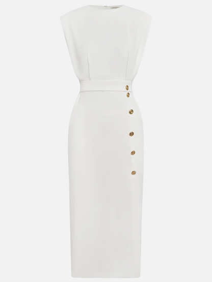 Isabella | Women’s Button Detail Sleeveless Midi Dress