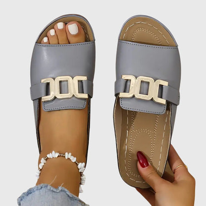 Women’s Comfort Flat Sandals with Buckle