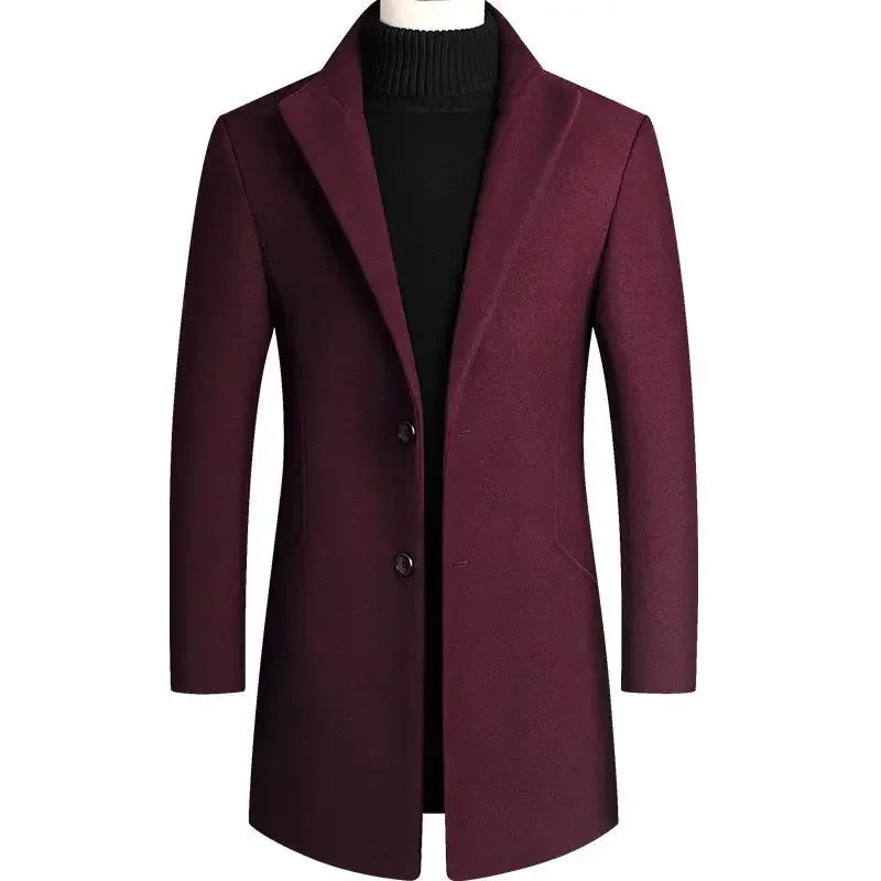 Men's Mandarin Collar Overcoat Mid-Length