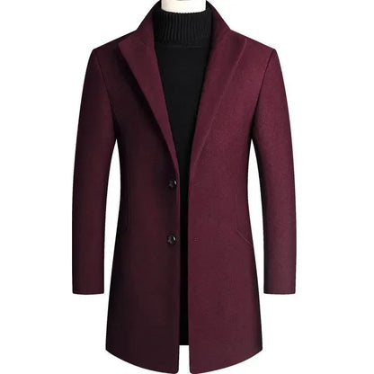 Men's Mandarin Collar Overcoat Mid-Length