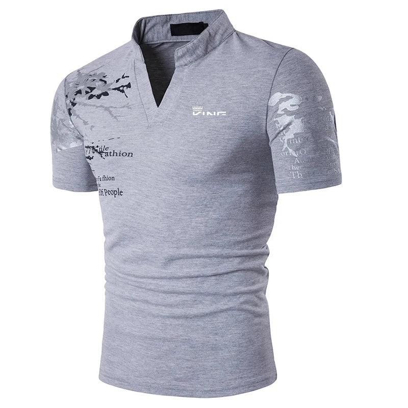 Men's Slim Fit V-Neck Polo Shirt