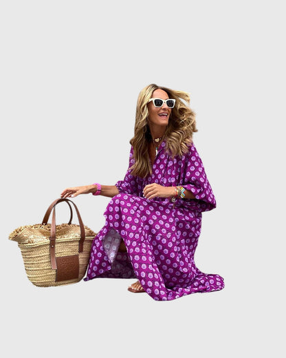 Spring Patterned Maxi Dress For Women
