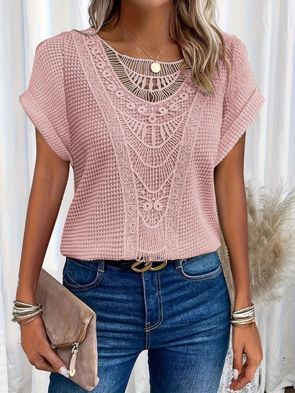 Women's Short Sleeve Waffle Knit Shirt