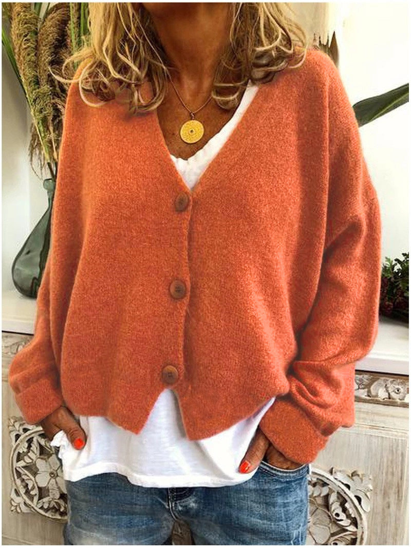 Women's V-Neck Cardigan Relaxed Fit