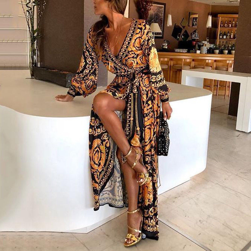Women's Long Sleeve Maxi Wrap Dress