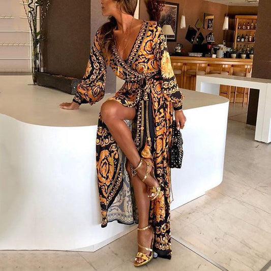 Women's Long Sleeve Maxi Wrap Dress