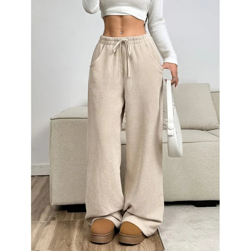 Women's High Waist Corduroy Wide Leg Trousers