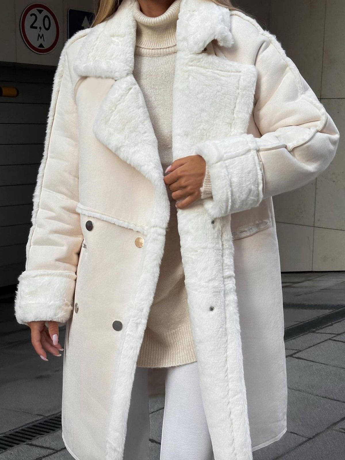 Women's Double Breasted Coat Notched Collar