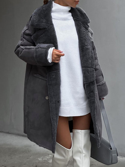 Women's Double Breasted Coat Notched Collar
