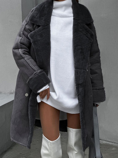 Women's Double Breasted Coat Notched Collar