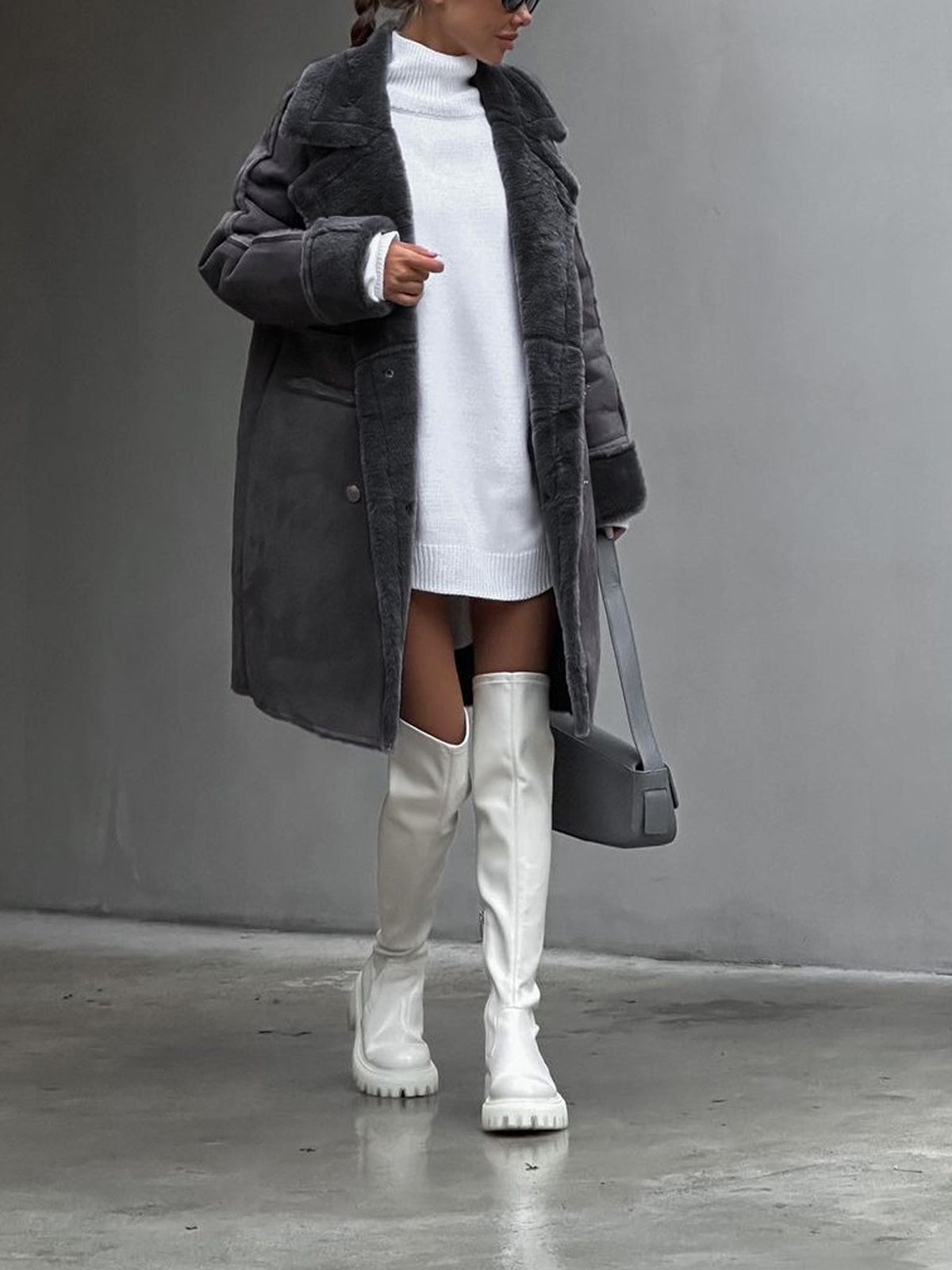 Women's Double Breasted Coat Notched Collar