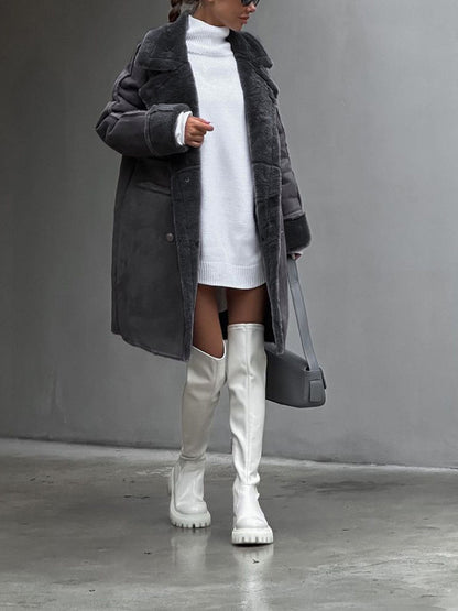 Women's Double Breasted Coat Notched Collar