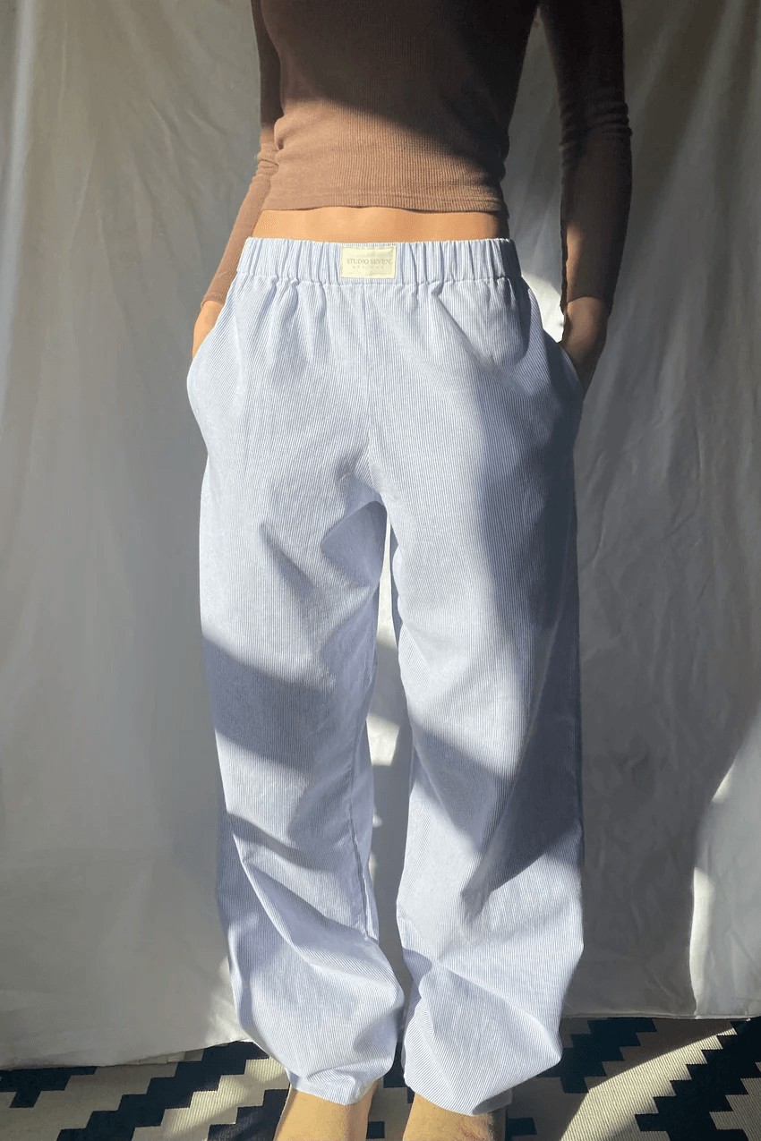 Women's Elastic Waist Pants with Side Pockets