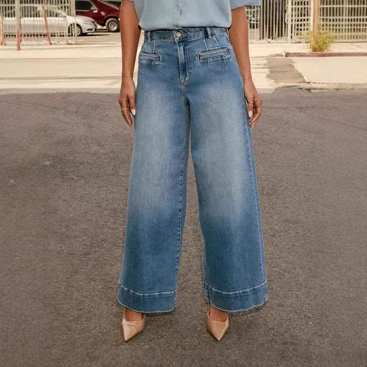 Women's Wide Leg Pants High Waisted Button Closure