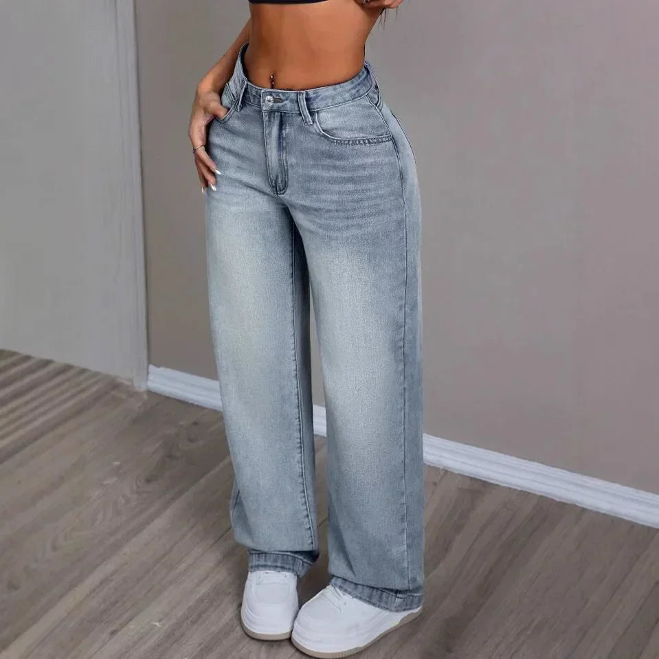 Women's Wide Leg Pants Button Front Cotton Black