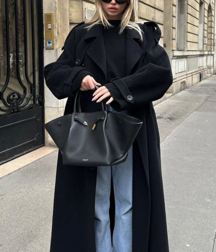 Women's Double Breasted Maxi Coat with Belt