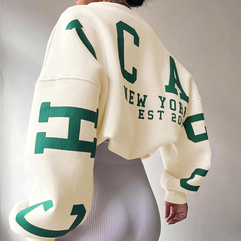 Women's Round Neck Letter Print Sweater
