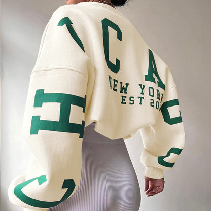 Women's Round Neck Letter Print Sweater