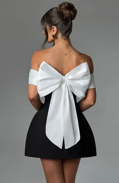 Women's Elegant Mini Dress Modern Bow Detail