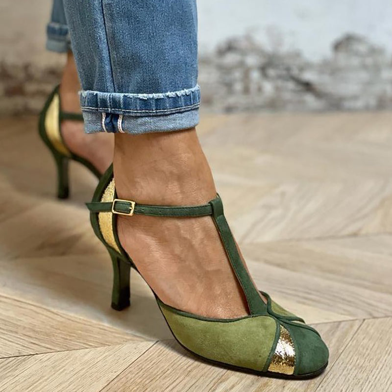 Women's T-Strap Heels Ankle Buckle