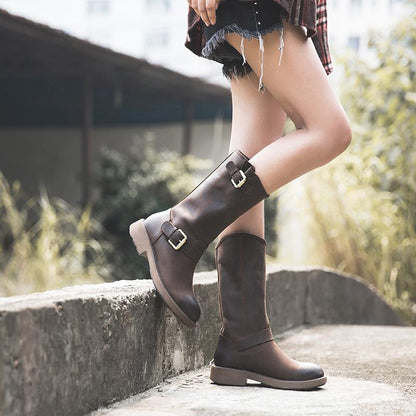 Women's Mid-Calf Boots with Buckle