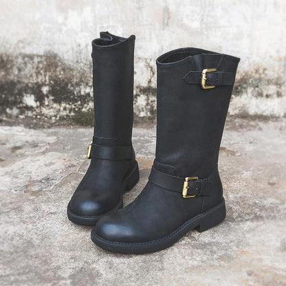 Women's Mid-Calf Boots with Buckle