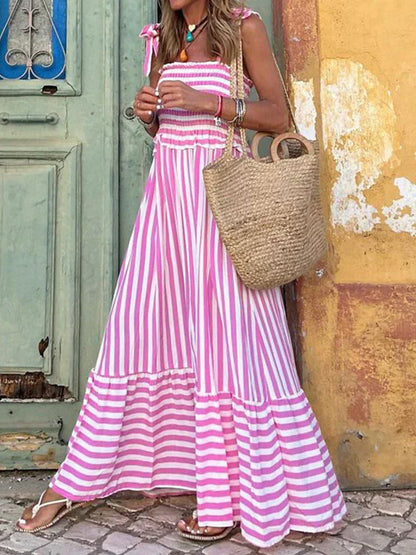 Women's Striped Dress with Tie Straps