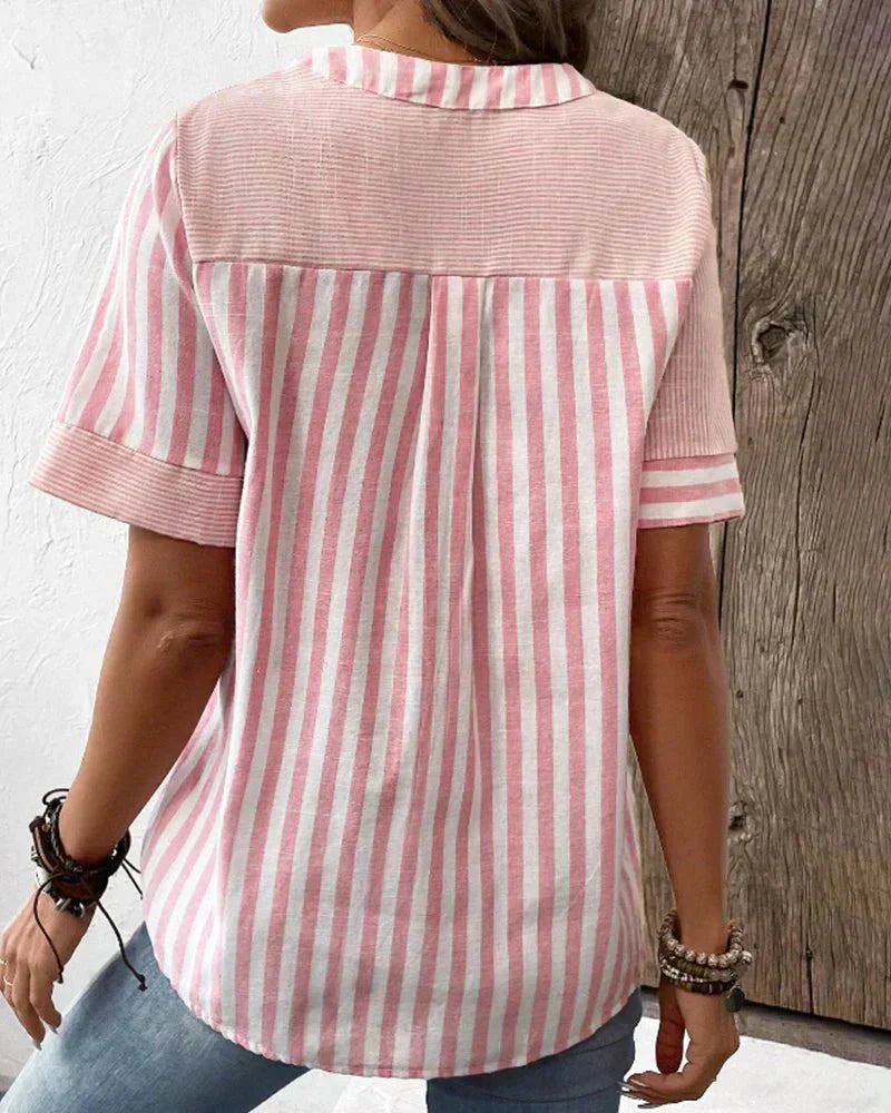 Women's Stripe Button Front Blouse
