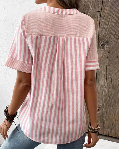 Women's Stripe Button Front Blouse
