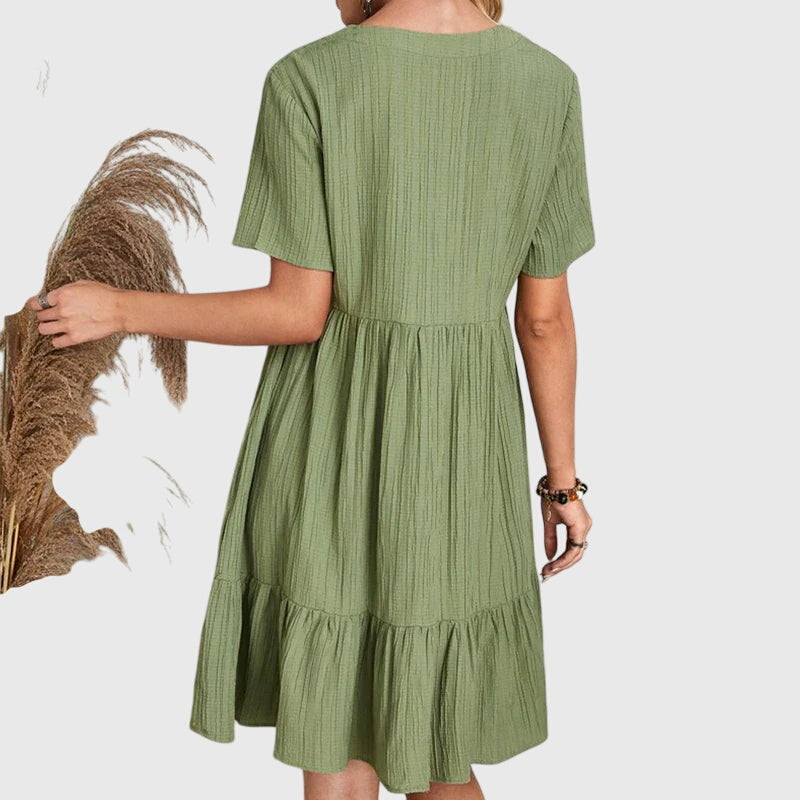 Spring V-Neck Tiered Midi Dress For Women